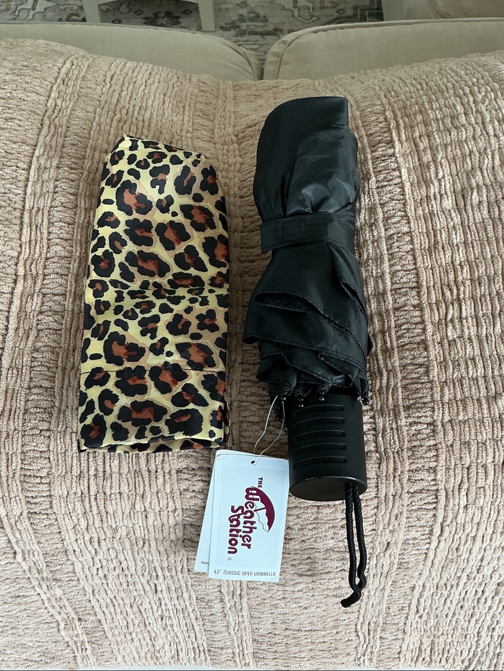 Black Umbrella with Leopard Sleeve